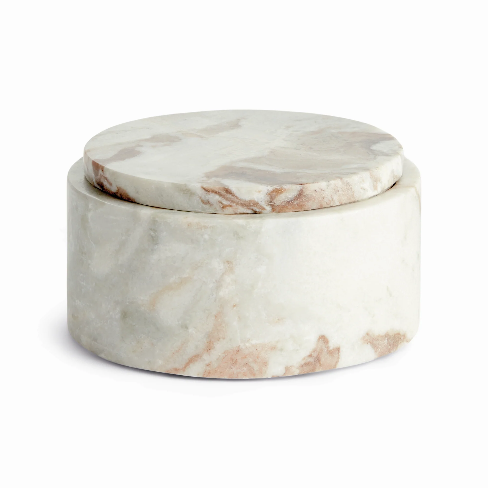JAQUELINE MARBLE ROUND LIDDED BOX WIDE